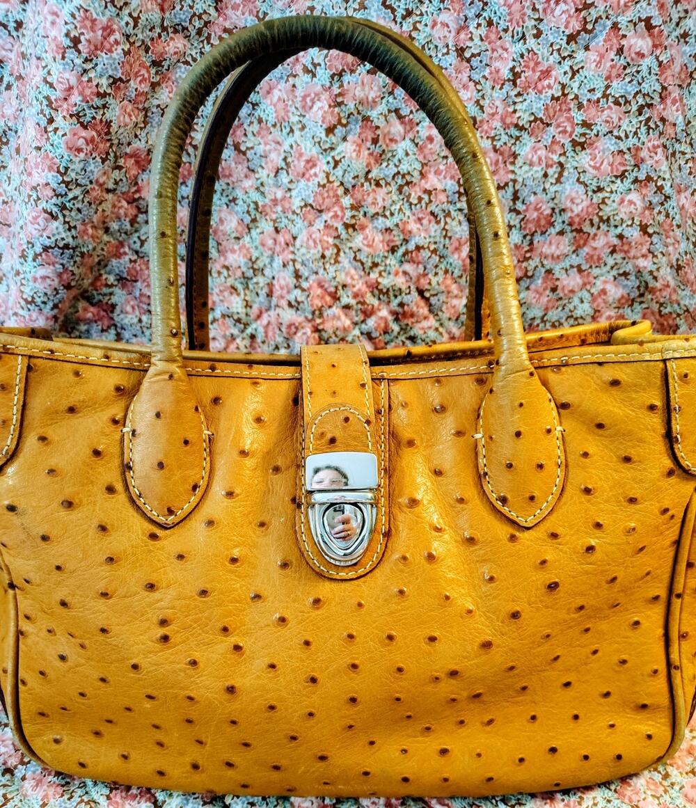 Dooney & Bourke Satchel Caramel Brown Ostrich Embossed Leather